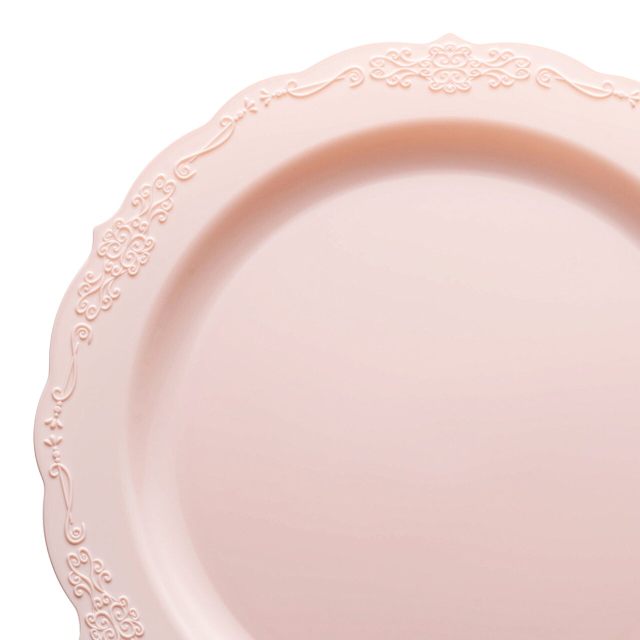 Pink Vintage Round Disposable Plastic Dinner Plates - 10" (120 Plates)